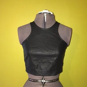 Olivaceous Faux Leather Crop Top